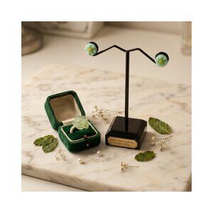 Flower Ring and Stud Earrings Jewelry Set for Women